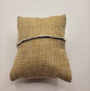 Nadri Silver tone CZ Long Rectangle Link Bracelet